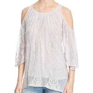 XCVI Risette Lace Layered Top Cold Shoulder in Ivory Cream Size 2X  New NWOT